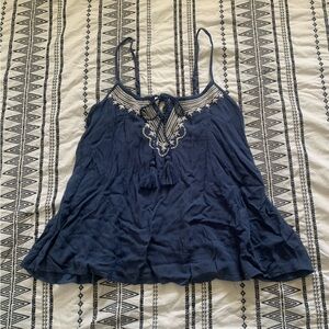 {3/$15} Mossimo | Blue Embroidered Tank Top